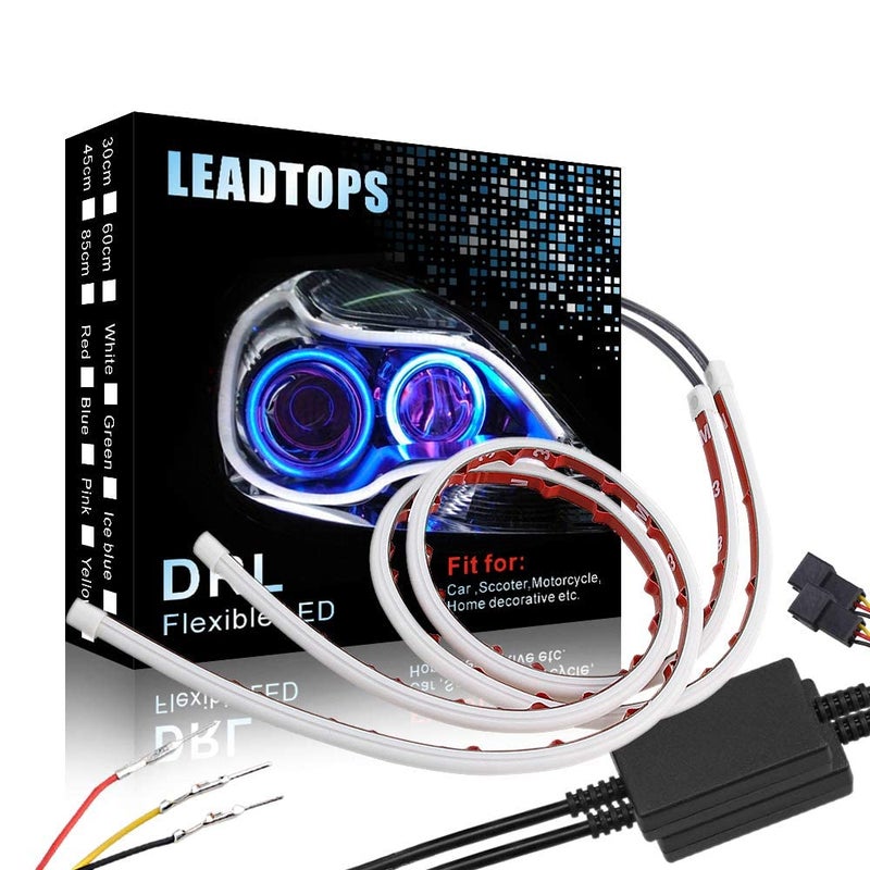 LEADTOPS Show Glow 2X 23inch Dual Color White-Amber Switchback Headlight LED Tube Strip Light DRL Daytime Running Light & Turn Signal Lamp for Car Autor Headlight 60CM - Image 1